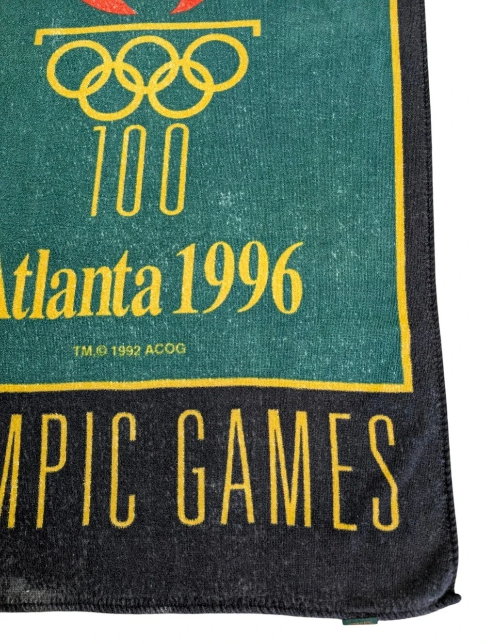 Vintage Cannon Atlanta 1996 Centennial Olympic Games Beach Towel - Black/Teal